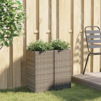 vidaXL Pflanzk&uuml;bel 2 Stk. Grau 30x30x60 cm Poly Rattan