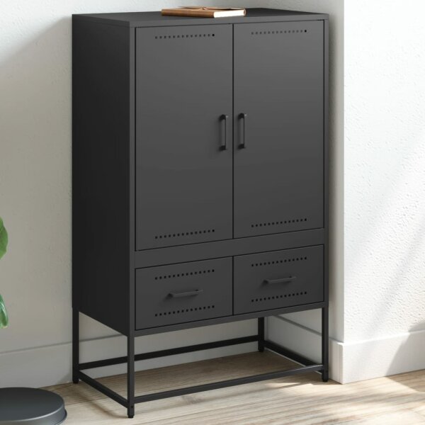 vidaXL Highboard Schwarz 68x39x111,5 cm Kaltgewalzter Stahl