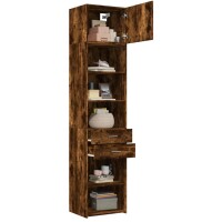 vidaXL Hochschrank Schmal R&auml;uchereiche 50x42,5x225 cm Holzwerkstoff