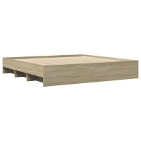 vidaXL Bettgestell Sonoma-Eiche 200x200 cm Holzwerkstoff