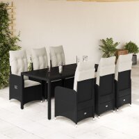 vidaXL 7-tlg. Garten-Bistro-Set mit Kissen Schwarz Poly...