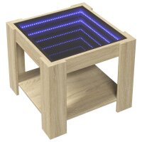 vidaXL LED-Couchtisch Sonoma Eiche 53x53x45 cm Holzwerkstoff