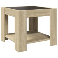 vidaXL LED-Couchtisch Sonoma Eiche 53x53x45 cm Holzwerkstoff