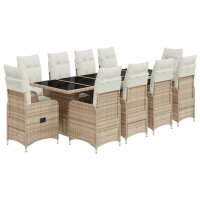 vidaXL 11-tlg. Garten-Bistro-Set mit Kissen Beige Poly...