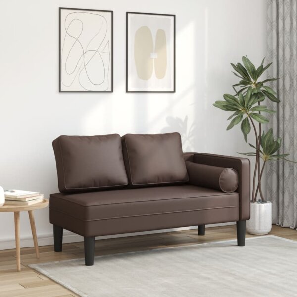 vidaXL Chaiselongue mit Kissen Braun Kunstleder