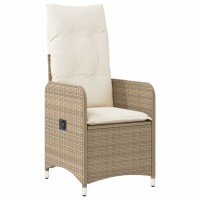 vidaXL 9-tlg. Garten-Bistro-Set mit Kissen Beige Poly Rattan