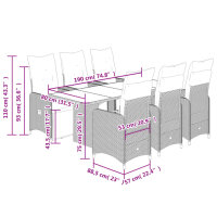 vidaXL 7-tlg. Garten-Bistro-Set mit Kissen Schwarz Poly Rattan