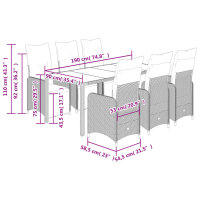 vidaXL 7-tlg. Garten-Bistro-Set mit Kissen Braun Poly Rattan