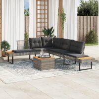 vidaXL 2-tlg. Garten-Sofagarnitur mit Kissen Grau Poly...