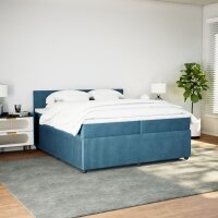 vidaXL Boxspringbett mit Matratze Blau 200x200 cm Samt