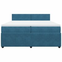 vidaXL Boxspringbett mit Matratze Blau 200x200 cm Samt