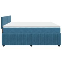 vidaXL Boxspringbett mit Matratze Blau 200x200 cm Samt