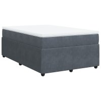 vidaXL Boxspringbett mit Matratze Dunkelgrau 120x190 cm Samt