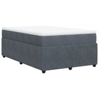 vidaXL Boxspringbett mit Matratze Dunkelgrau 120x190 cm Samt