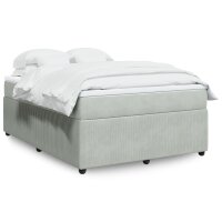 vidaXL Boxspringbett mit Matratze Hellgrau 140x190 cm Samt