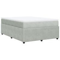 vidaXL Boxspringbett mit Matratze Hellgrau 140x190 cm Samt