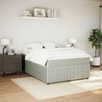 vidaXL Boxspringbett mit Matratze Hellgrau 140x200 cm Samt