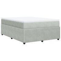 vidaXL Boxspringbett mit Matratze Hellgrau 140x200 cm Samt