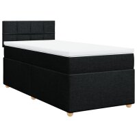 vidaXL Boxspringbett mit Matratze Schwarz Stoff