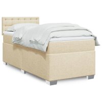 vidaXL Boxspringbett mit Matratze Creme 100x200 cm Stoff