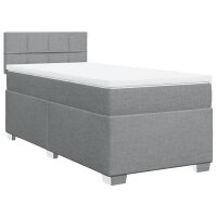 vidaXL Boxspringbett mit Matratze Hellgrau 80x200 cm Stoff