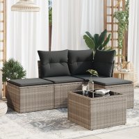 vidaXL 5-tlg. Garten-Sofagarnitur mit Kissen Hellgrau...
