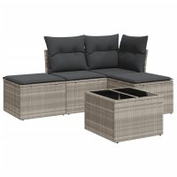 vidaXL 5-tlg. Garten-Sofagarnitur mit Kissen Hellgrau...