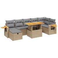 vidaXL 8-tlg. Garten-Sofagarnitur mit Kissen Beige Poly...