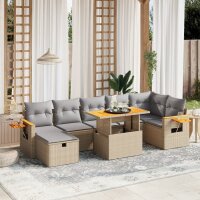 vidaXL 8-tlg. Garten-Sofagarnitur mit Kissen Beige Poly...