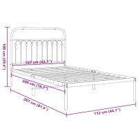 vidaXL Bettgestell mit Kopfteil Metall Schwarz 107x203 cm