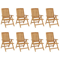vidaXL Gartenstühle mit Auflagen 8 Stk. Massivholz Teak