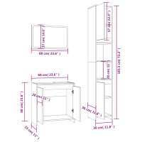 vidaXL 3-tlg. Badm&ouml;bel-Set R&auml;uchereiche Holzwerkstoff