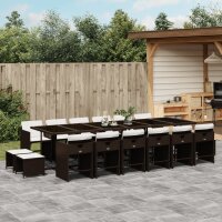 vidaXL 17-tlg. Garten-Essgruppe mit Kissen Braun Poly Rattan