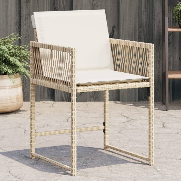 vidaXL Gartenst&uuml;hle mit Kissen 4 Stk. Beige Poly Rattan