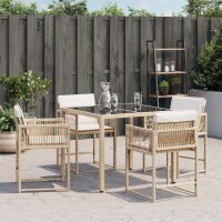 vidaXL Gartenst&uuml;hle mit Kissen 4 Stk. Beige Poly Rattan