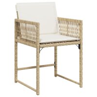 vidaXL Gartenst&uuml;hle mit Kissen 4 Stk. Beige Poly Rattan