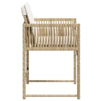 vidaXL Gartenst&uuml;hle mit Kissen 4 Stk. Beige Poly Rattan