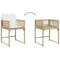 vidaXL Gartenst&uuml;hle mit Kissen 4 Stk. Beige Poly Rattan