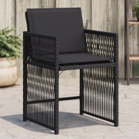 vidaXL Gartenst&uuml;hle mit Kissen 4 Stk. Schwarz Poly Rattan