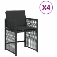 vidaXL Gartenst&uuml;hle mit Kissen 4 Stk. Schwarz Poly Rattan