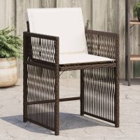 vidaXL Gartenst&uuml;hle mit Kissen 4 Stk. Braun Poly Rattan