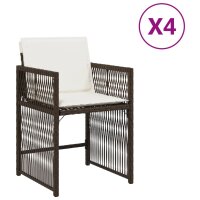 vidaXL Gartenst&uuml;hle mit Kissen 4 Stk. Braun Poly Rattan