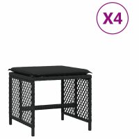 vidaXL Gartenhocker mit Kissen 4 Stk. Schwarz 41x41x36 cm...