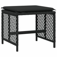 vidaXL Gartenhocker mit Kissen 4 Stk. Schwarz 41x41x36 cm Poly Rattan