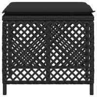 vidaXL Gartenhocker mit Kissen 4 Stk. Schwarz 41x41x36 cm Poly Rattan