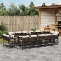 vidaXL 15-tlg. Garten-Essgruppe mit Kissen Braun Poly Rattan