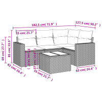 vidaXL 5-tlg. Garten-Sofagarnitur mit Kissen Hellgrau Poly Rattan