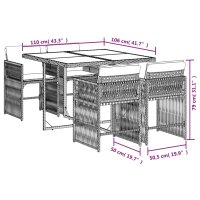 vidaXL 5-tlg. Garten-Essgruppe mit Kissen Braun Poly Rattan