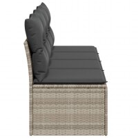 vidaXL Gartensofa mit Kissen 4-Sitzer Hellgrau Poly Rattan