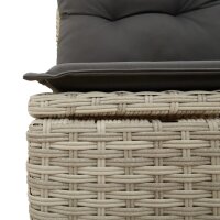 vidaXL Gartensofa mit Kissen 4-Sitzer Hellgrau Poly Rattan